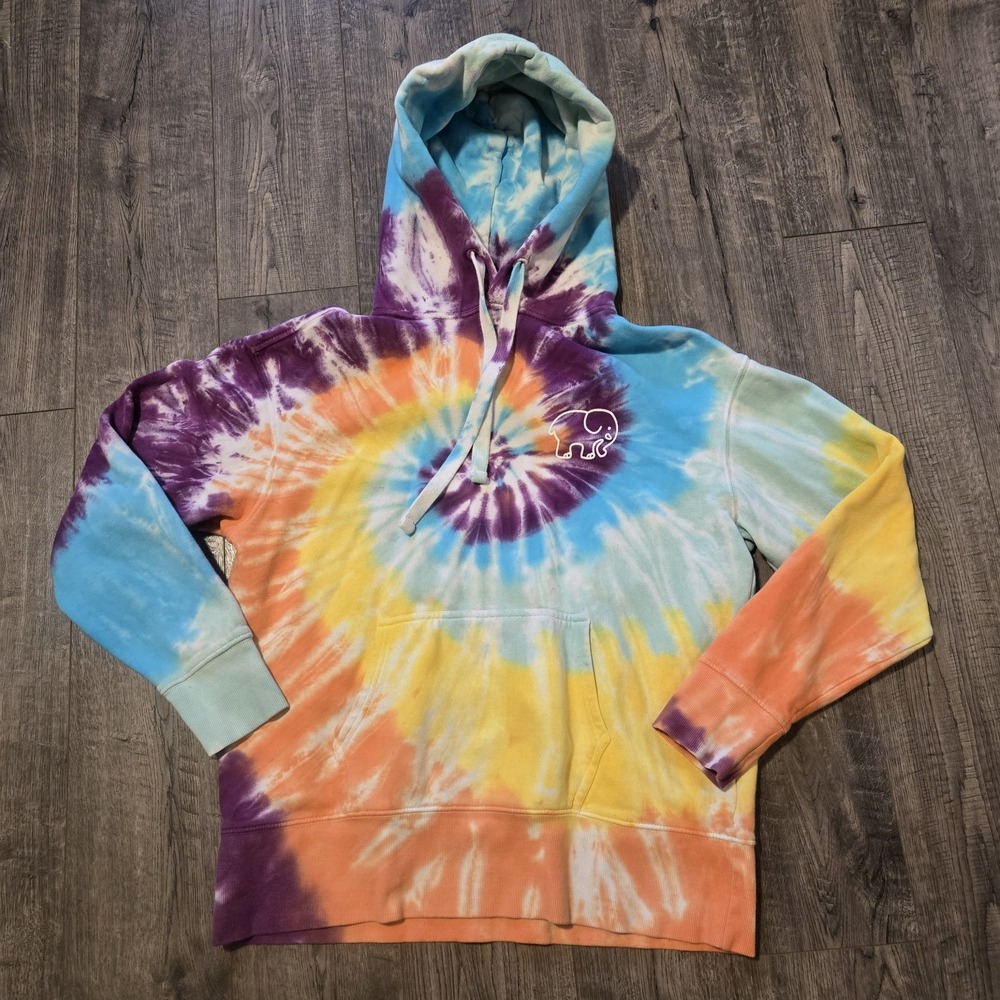 Ivory Ella Womens Tie Dye Hoodie Swirl Sweatshirt S Rainbow Elephant 100% Cotton